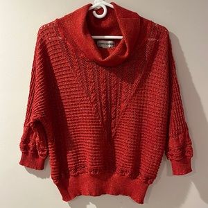 Orange Knit Cowl Neck Sweater